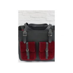 Skórzana Shopper II Pockets ciemno szary. Szare torebki shopper damskie Fabiola, w paski, ze skóry. Za 313.00 zł.