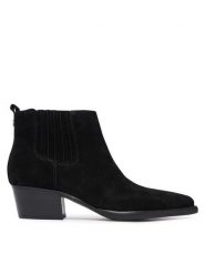Guess Sztyblety FLTWYI SUE10 Czarny. Czarne botki damskie Guess, ze skóry, bez obcasa, na słupku, bez zapięcia. Za 674.99 zł.
