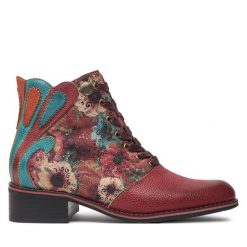Botki Laura Vita. Czerwone botki damskie Laura Vita, bez obcasa, na płaskiej podeszwie, bez zapięcia. Za 429.99 zł.