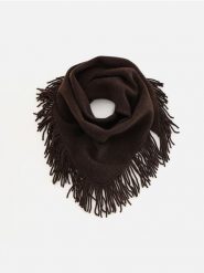 Szalik z frędzlami - ciemnobrązowy. Brązowe szaliki i chusty damskie Reserved, bez wzorów. Za 129.99 zł.