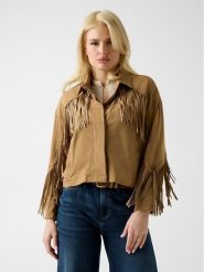 Guess Kurtka przejściowa 181131 Beżowy Classic Fit. Brązowe kurtki damskie Guess, l, z aplikacjami, bez kaptura. Za 694.99 zł.