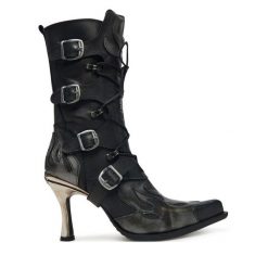Botki NEW ROCK. Czarne botki damskie NEW ROCK, rockowe, bez obcasa, na szpilce, bez zapięcia. Za 1,079.00 zł.