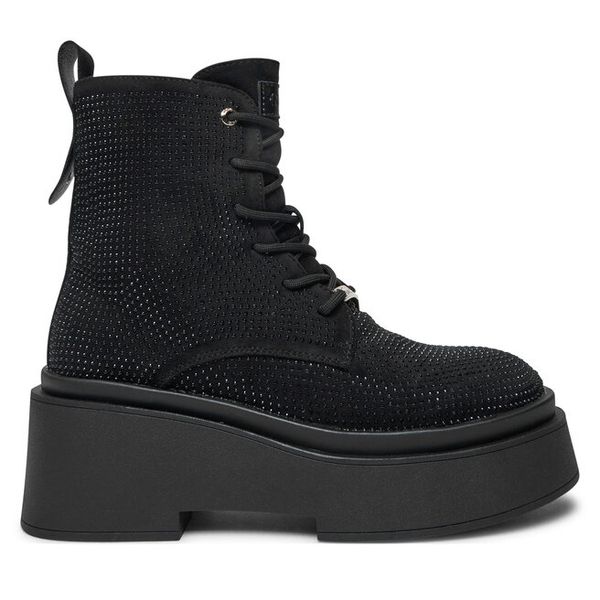 Trzewiki GOE. Czarne botki damskie GOE, bez obcasa, na płaskiej podeszwie, bez zapięcia. Za 309.99 zł.