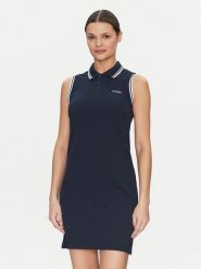 Guess Sukienka codzienna V5GK04 KCOK1 Granatowy Regular Fit. Niebieskie sukienki damskie Guess, na co dzień, s, z aplikacjami, z bawełny, bez kołnierzyka, bez ramiączek, proste. Za 179.99 zł.