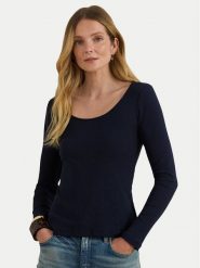 LAUREN RALPH LAUREN Bluzka 200980145002 Granatowy Slim Fit. Niebieskie bluzki damskie Lauren Ralph Lauren, xxl, bez wzorów, bez kołnierzyka, bez ramiączek. Za 419.99 zł.