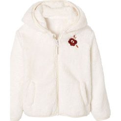 Kurtka pluszowa w kolorze kremowym. Białe bluzy dla niemowląt Vertbaudet Girls, bez wzorów, z futra, bez ramiączek, bez kaptura. W wyprzedaży za 42.95 zł.