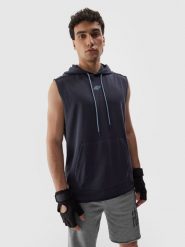 4F Bluza dresowa bez rękawów z kapturem męska M. Niebieskie bluzy męskie 4f, m, bez wzorów, z bawełny, z kapturem. Za 149.99 zł.