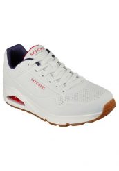 Buty do chodzenia męskie Skechers Uno Stand ON Air. Białe eleganckie półbuty Skechers, na lato, z gumy, biznesowe, bez zapięcia. Za 414.00 zł.