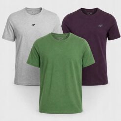 KOMPLET KOSZULEK 4F MĘSKI ZESTAW T-SHIRT 3PAK. T-shirty męskie 4f, l, bez wzorów, z bawełny, sportowe, bez kołnierzyka. Za 182.97 zł.