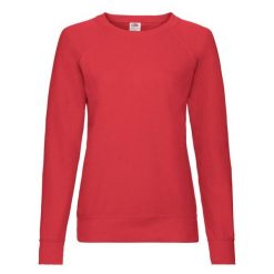 Lekki Sweter Raglanowy Dla Kobiet. Czerwone swetry damskie Fruit of the Loom, s, bez wzorów, bez kołnierzyka, bez ramiączek, bez kaptura. Za 57.99 zł.