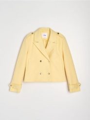 Dwurzędowa kurtka z klapami i pagonami - żółty. Żółte kurtki damskie Sinsay, l, bez wzorów, bez kaptura. Za 99.99 zł.