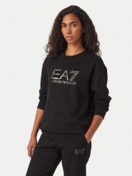 EA7 Emporio Armani Bluza 7W001366 AF12473 MC004 Czarny Regular Fit. Czarne bluzy damskie EA7 Emporio Armani, xxl, bez wzorów, z bawełny, bez kaptura. Za 474.99 zł.