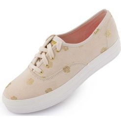 Keds Triple Kick Hibiscus Natural damskie trampki. Brązowe obuwie sportowe damskie KED, bez wzorów, eleganckie, bez zapięcia. Za 232.99 zł.