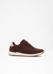 Sneakersy. Brązowe obuwie sportowe damskie bonprix, bez wzorów, z satyny. Za 129.99 zł.