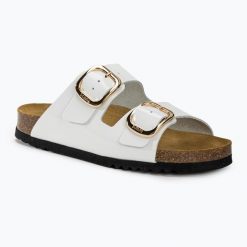 Klapki damskie Scholl Noelle Patlea. Białe klapki damskie Scholl, bez wzorów, bez obcasa. Za 299.99 zł.