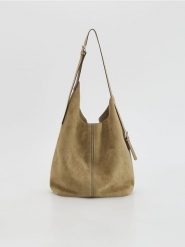 Torebka hobo z imitacji skóry - beżowy. Brązowe torebki do ręki damskie Reserved, bez wzorów, ze skóry, klasyczne, bez dodatków. Za 129.99 zł.