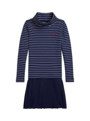 Polo Ralph Lauren Sukienka dzianinowa 312980676001 Granatowy Regular Fit. Niebieskie sukienki dla dziewczynek Polo Ralph Lauren, bez wzorów, z dzianiny, bez ramiączek. Za 529.99 zł.