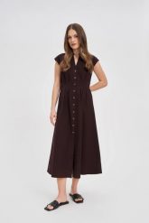 Taliowana sukienka midi. Sukienki damskie MOODO, l, bez wzorów, z bawełny, bez kołnierzyka, bez ramiączek, midi. Za 169.99 zł.