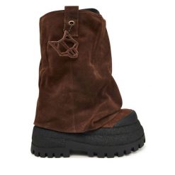 Botki Naked Wolfe. Brązowe botki damskie Naked Wolfe, bez obcasa, na koturnie, bez zapięcia. Za 1,699.00 zł.