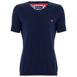 Sweter w kolorze granatowym. Niebieskie swetry damskie Denim Culture, s, bez wzorów, z bawełny, bez kołnierzyka, bez ramiączek, bez kaptura. W wyprzedaży za 99.95 zł.