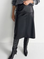 Rich & Royal Damska spódnica ze sztucznej skóry Kobiety Sztuczna skóra czarny jednolity, 36. Czarne spódnice damskie Rich & Royal, na jesień, bez wzorów, ze skóry, eleganckie, midi. Za 629.95 zł.