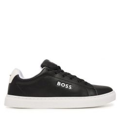 Sneakersy BOSS. Czarne trampki i tenisówki chłopięce Boss, bez wzorów, bez zapięcia. Za 429.99 zł.