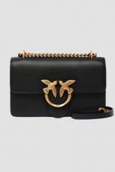 PINKO Czarna kopertówka Love One Mini DC AW25. Czarne kopertówki damskie Pinko, bez wzorów, ze skóry, eleganckie, bez dodatków. W wyprzedaży za 1,119.99 zł.