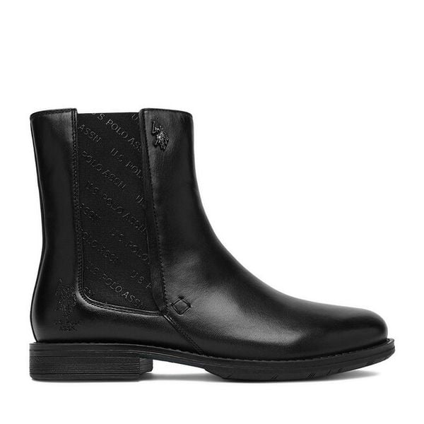 Sztyblety U.S. Polo Assn. Czarne botki damskie U.S. Polo Assn., bez obcasa, na płaskiej podeszwie, bez zapięcia. Za 429.99 zł.