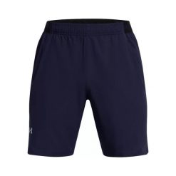Krótkie spodenki Under Armour VANISH WOVEN 8in. Niebieskie krótkie spodenki sportowe męskie Under Armour, s, bez wzorów, z materiału, na fitness i siłownię. Za 109.00 zł.