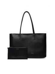 Calvin Klein Torebka Emblem Aop Perfor Lthr Tote LV04F3359G Czarny. Czarne torebki do ręki damskie Calvin Klein, bez wzorów, ze skóry, bez dodatków. Za 1,099.00 zł.