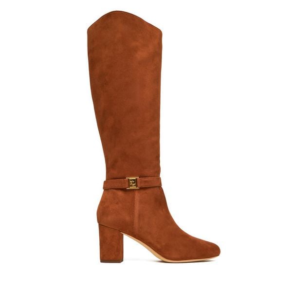 Kozaki LAUREN RALPH LAUREN. Brązowe kozaki damskie Lauren Ralph Lauren, bez obcasa, na słupku. Za 1,299.00 zł.