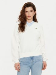 Lacoste Sweter AF5622 Écru Regular Fit. Swetry damskie Lacoste, bez wzorów, z bawełny, bez kołnierzyka, bez ramiączek, bez kaptura. Za 349.99 zł.