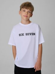 4F T-shirt relaxed z nadrukiem chłopięcy - biały 134 (8-9 lat). Białe t-shirty dla chłopców 4f, bez wzorów, z dzianiny, bez ramiączek. Za 49.99 zł.