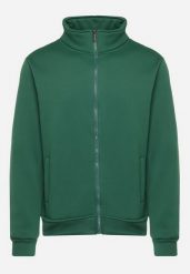 Zielona Bluza z Bawełną Zapinana na Suwak Wykończona Polarem Oadela. Zielone bluzy męskie Born2be, l, bez wzorów, z bawełny, bez kaptura. Za 84.99 zł.
