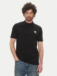 KARL LAGERFELD Polo 745023 552224 Czarny Regular Fit. Czarne koszulki polo męskie KARL LAGERFELD, m, bez wzorów, z bawełny, bez ramiączek. Za 299.99 zł.