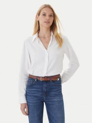 Tommy Hilfiger Koszula WW0WW46597 Écru Regular Fit. Bluzki damskie Tommy Hilfiger, bez wzorów, z wiskozy, biznesowe, bez kołnierzyka, bez ramiączek. Za 429.99 zł.