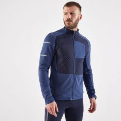 Bluza do biegania męska Kiprun Run 900 Warm ocieplana. Niebieskie bluzy męskie KIPRUN, na zimę, m, bez wzorów, z meshu, bez kaptura. Za 179.99 zł.