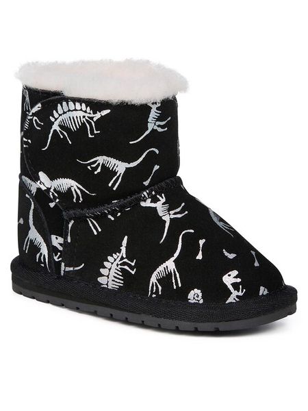 EMU Australia Śniegowce Toddle Reflective Dino B12966 Czarny. Czarne buty zimowe dziewczęce Emu Australia, bez wzorów, ze skóry, bez zapięcia. Za 159.99 zł.