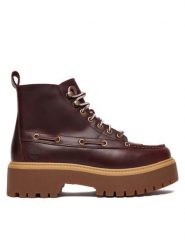Timberland Trzewiki Stone Street Mid TB0A27YZEIW1 Bordowy. Czerwone botki damskie Timberland, ze skóry, street, bez obcasa, na płaskiej podeszwie, bez zapięcia. Za 799.99 zł.