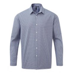 Męska Koszula Z Długim Rękawem Gingham Micro Checked. Białe koszule męskie PREMIER, m, bez wzorów, casualowe, bez kołnierzyka, bez ramiączek. Za 119.99 zł.