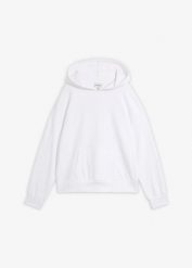 Bluza oversize z kapturem z miękkiej mieszanki bawełny. Białe bluzy damskie bonprix, bez wzorów, z bawełny, z kapturem. Za 124.99 zł.