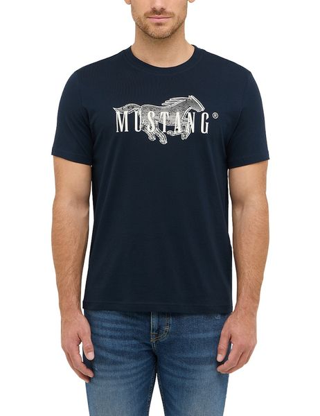 Męski T-Shirt Mustang Style Austin Dark Sapphire 1016858 4136. Niebieskie t-shirty męskie Mustang, m, bez wzorów, bez kołnierzyka. Za 79.99 zł.