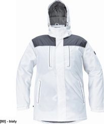 CERVA CREMORNE parka - męska zimowa parka, stały kaptur, przedłużony tył, 100% poliester - biały L. Białe parki męskie CERVA, na zimę, l, bez wzorów, z poliesteru, bez kaptura. Za 202.63 zł.