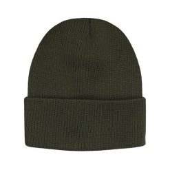 Jednokolorowa Czapka Zimowa Typu Beanie – Zimowa - Oliwkowa. Zielone czapki i kapelusze męskie His Story, na jesień, bez wzorów. Za 40.00 zł.