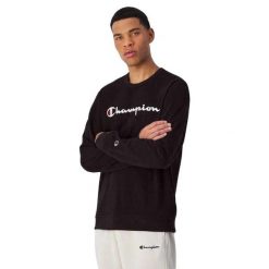 Męska Bluza Z Okrągłym Dekoltem. Czarne bluzy męskie Champion, m, z aplikacjami, z bawełny, z kapturem. Za 328.99 zł.