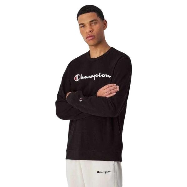 Męska Bluza Z Okrągłym Dekoltem. Czarne bluzy męskie Champion, m, z aplikacjami, z bawełny, z kapturem. Za 289.99 zł.