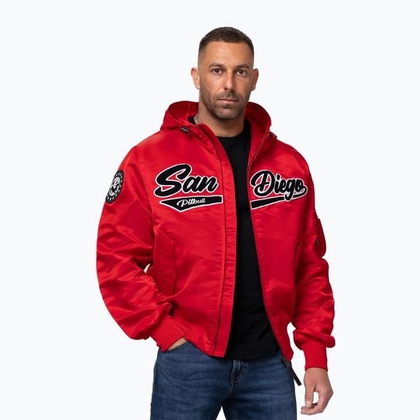 Kurtka męska Pitbull Aero Flight Hooded. Czerwone kurtki męskie PITBULL, l, bez wzorów, z materiału, bez kaptura. Za 309.99 zł.