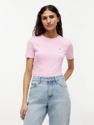 Tommy Hilfiger Koszulka Kobiety Bawełna różowy, M. Czerwone t-shirty damskie Tommy Hilfiger, m, bez wzorów, z bawełny, eleganckie, bez kołnierzyka. Za 149.95 zł.