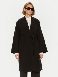 Weekend Max Mara Płaszcz wełniany 2425016011 Czarny Regular Fit. Czarne płaszcze damskie Weekend Max Mara, na zimę, bez wzorów, z wełny, bez kaptura. Za 2,899.00 zł.