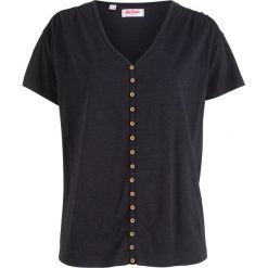 Shirt z plisą guzikową, krótki rękaw bonprix czarny. Czarne bluzki damskie bonprix, bez wzorów, bez kołnierzyka. Za 37.99 zł.